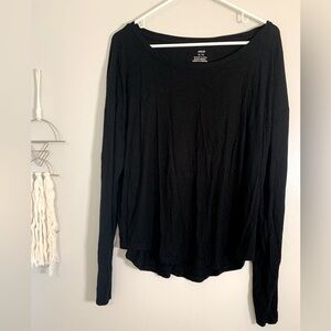 aerie Ribbed Long-Sleeve Black Tee Shirt